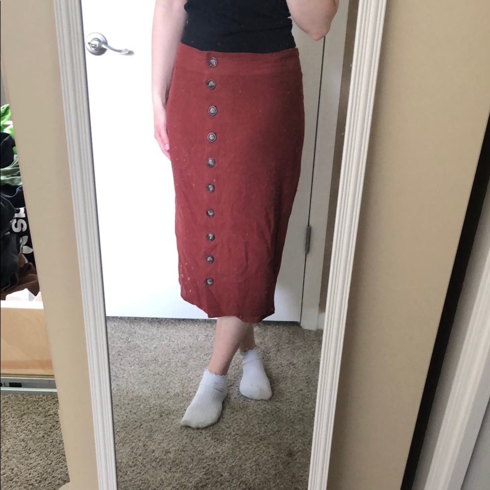 Button-Front Rust Main Street Exchange Skirt size large